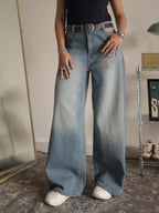 Soft Blue Washed Wide Leg Jeans Stylish Wodrobe