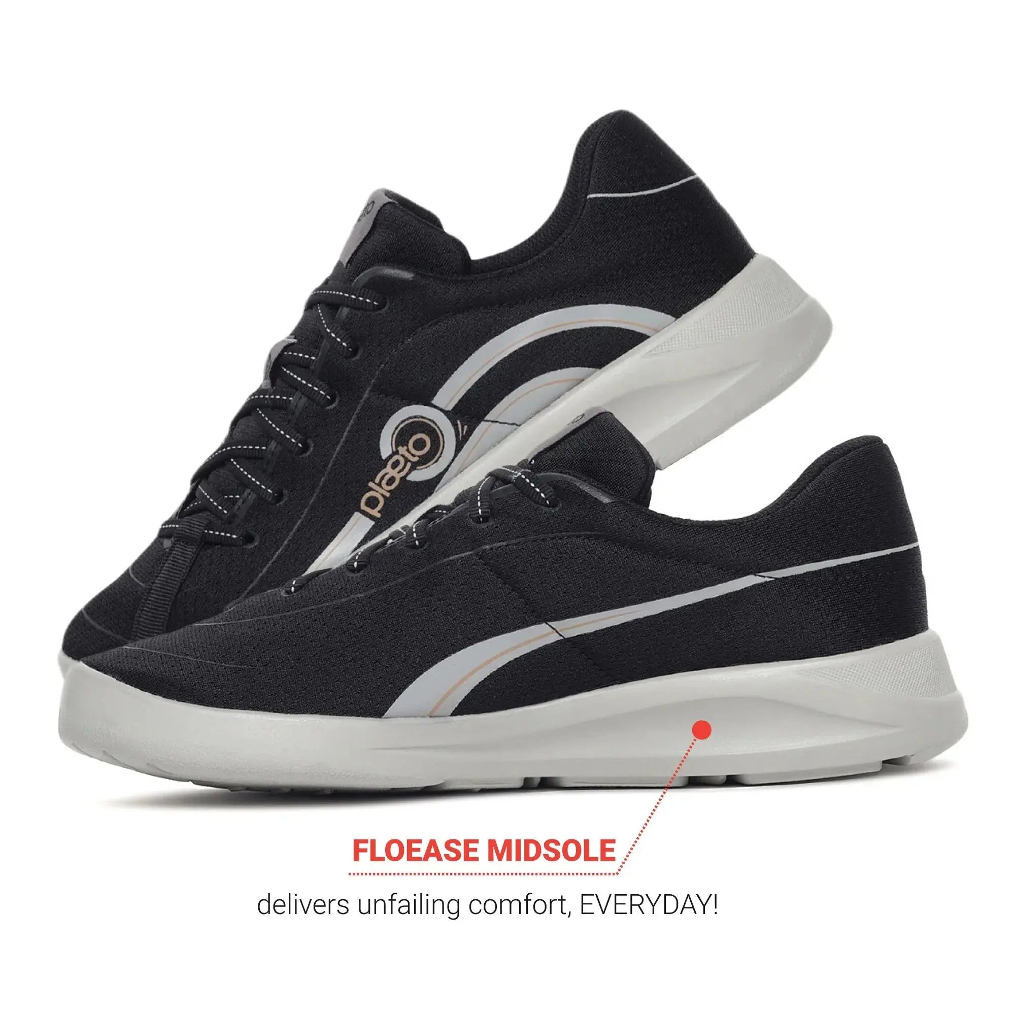 Men's Black Go Trainer Shoes Plaeto