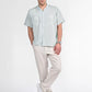 Botanic Bloom Box-Fit Embroidered Linen Shirt in Baby Blue