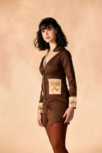 Vintage Lock and Key Embroidered Shirtdress