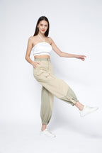 Elastic Hem Two-Tone Cargo Joggers