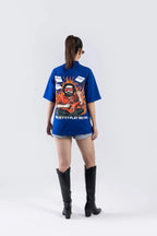 "Play Metal" Round Neck Printed Blue T-Shirt Off Sinners