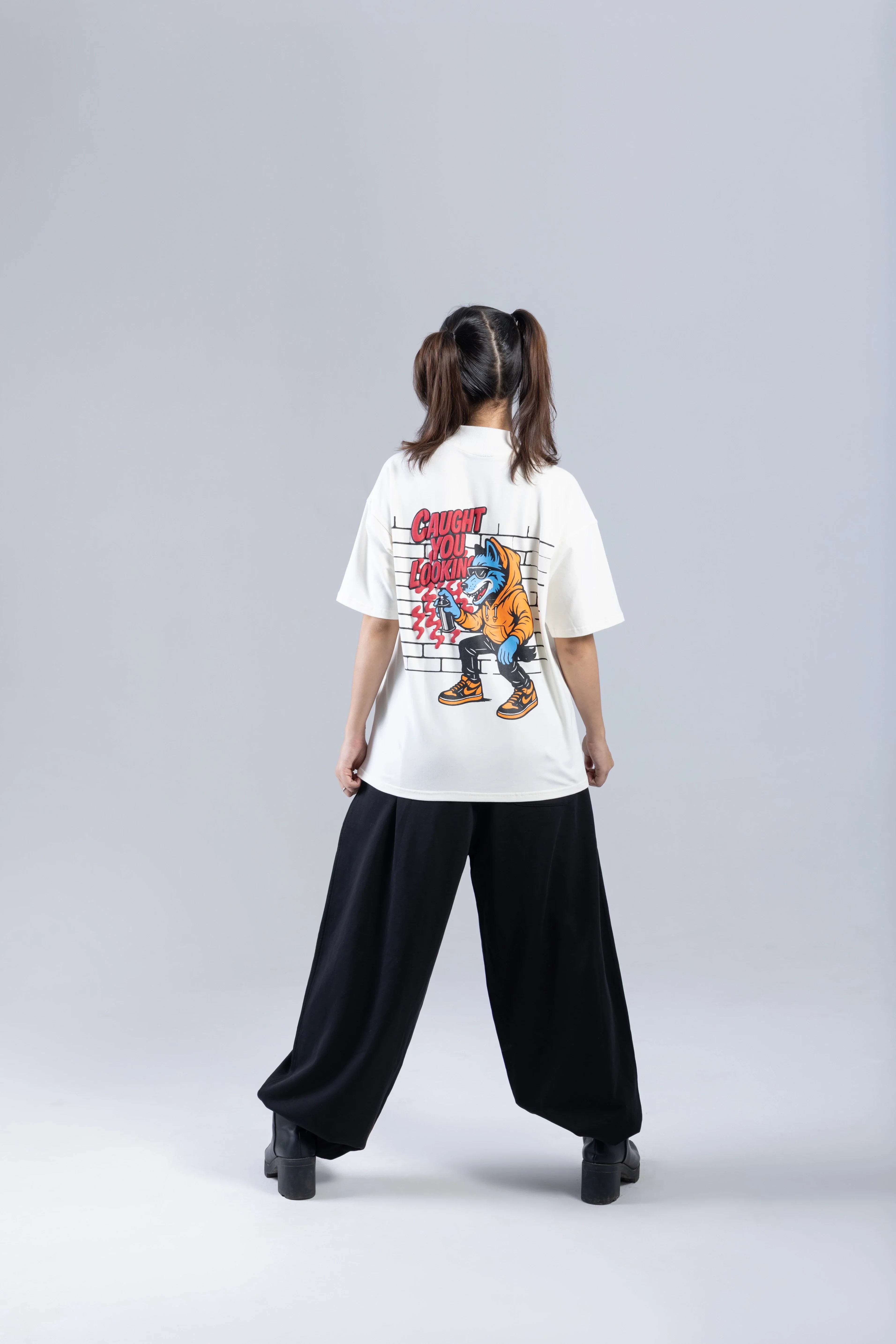 "Caught You Looking" Printed White T-Shirt