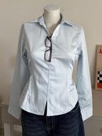 Powder Blue Corset Fitted Shirt