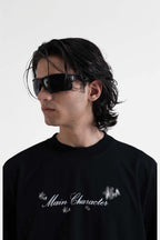 Veni Vidi Vici Printed Black Oversized  T-Shirt Main Character