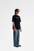 Veni Vidi Vici Printed Black Oversized  T-Shirt Main Character