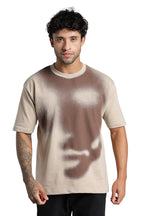 Brown Abstract Face T-Shirt