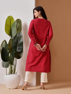 Barara Women’s Peach Embroidered Kurta