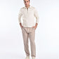 Mercerised Jacquard Full Sleeve Polo in Biscotti Beige
