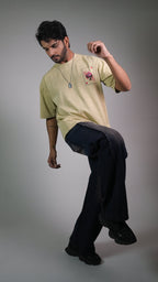 Spade Of Secrets Beige Acidwash Men’S Oversized T-Shirt Rustlines
