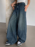 Gothic Blue Tinted Super Wide Leg Jeans Stylish Wodrobe