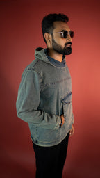Acid Wash Denim Men'S Hoodie Rustlines