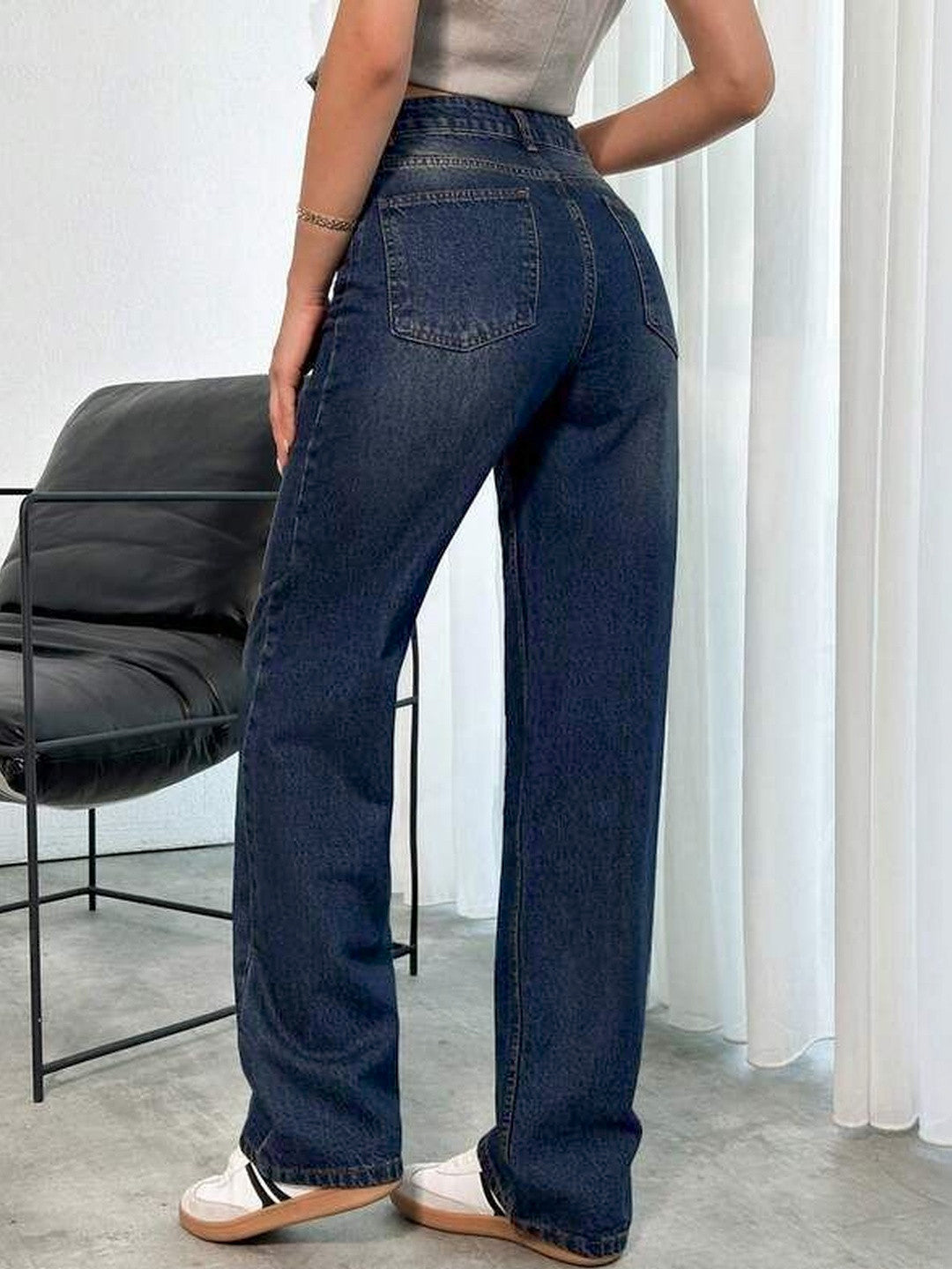 Oxford Blue Tinted Straight Fit Jeans