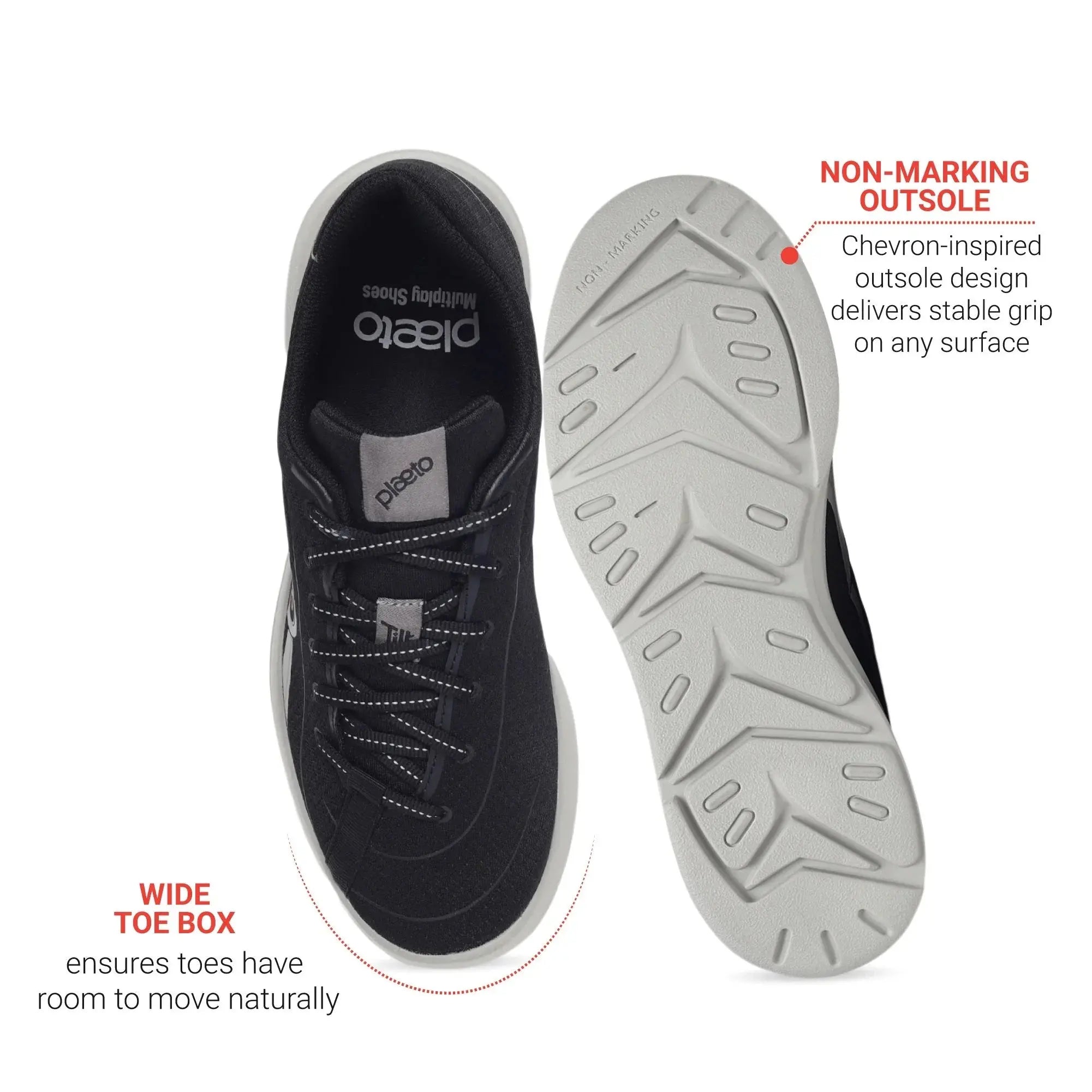 Men's Black Go Trainer Shoes Plaeto