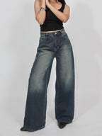 Oxford Blue Washed Wide Leg Jeans Stylish Wodrobe