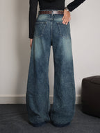 Galaxy Blue Washed Super Wide Leg Jeans
