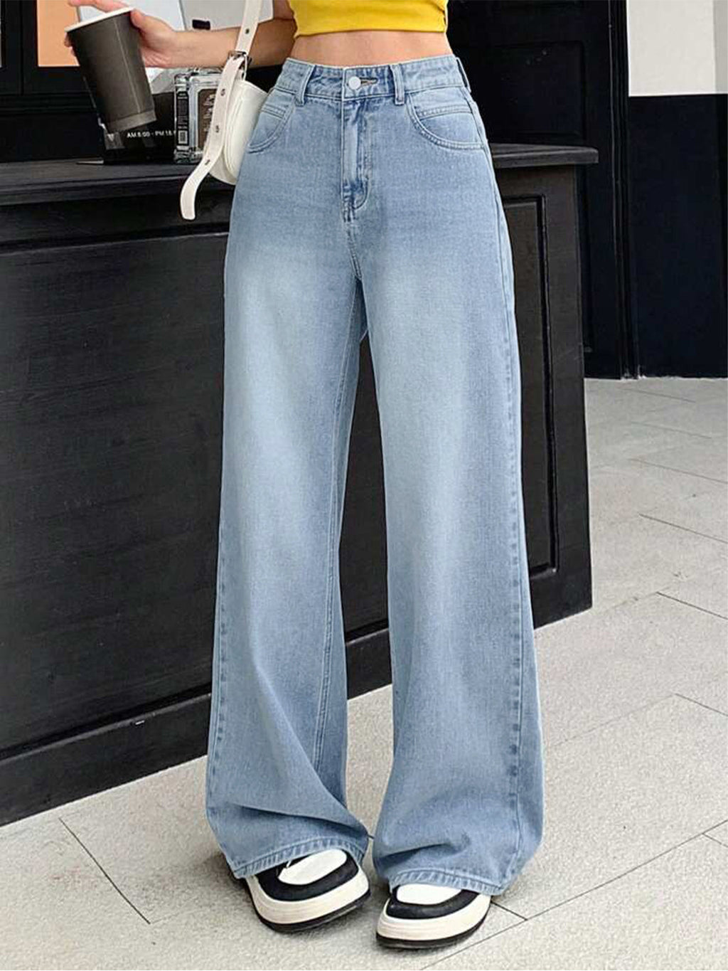 Wispy Blue Washed Wide Leg Jeans Stylish Wodrobe