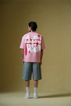 Wishing Well Printed Pink Oversized T-shirt