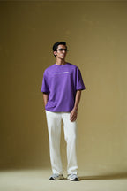 Wait For Nobody Printed Purple Oversized T-Shirt Main Character
