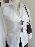 White Long Sleeve Y2K Fitted Shirt