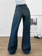Cyber Blue Tinted Wide Leg Jeans Stylish Wodrobe