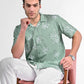 Box-Fit Floral Bloom Linen Shirt in Lust Sage