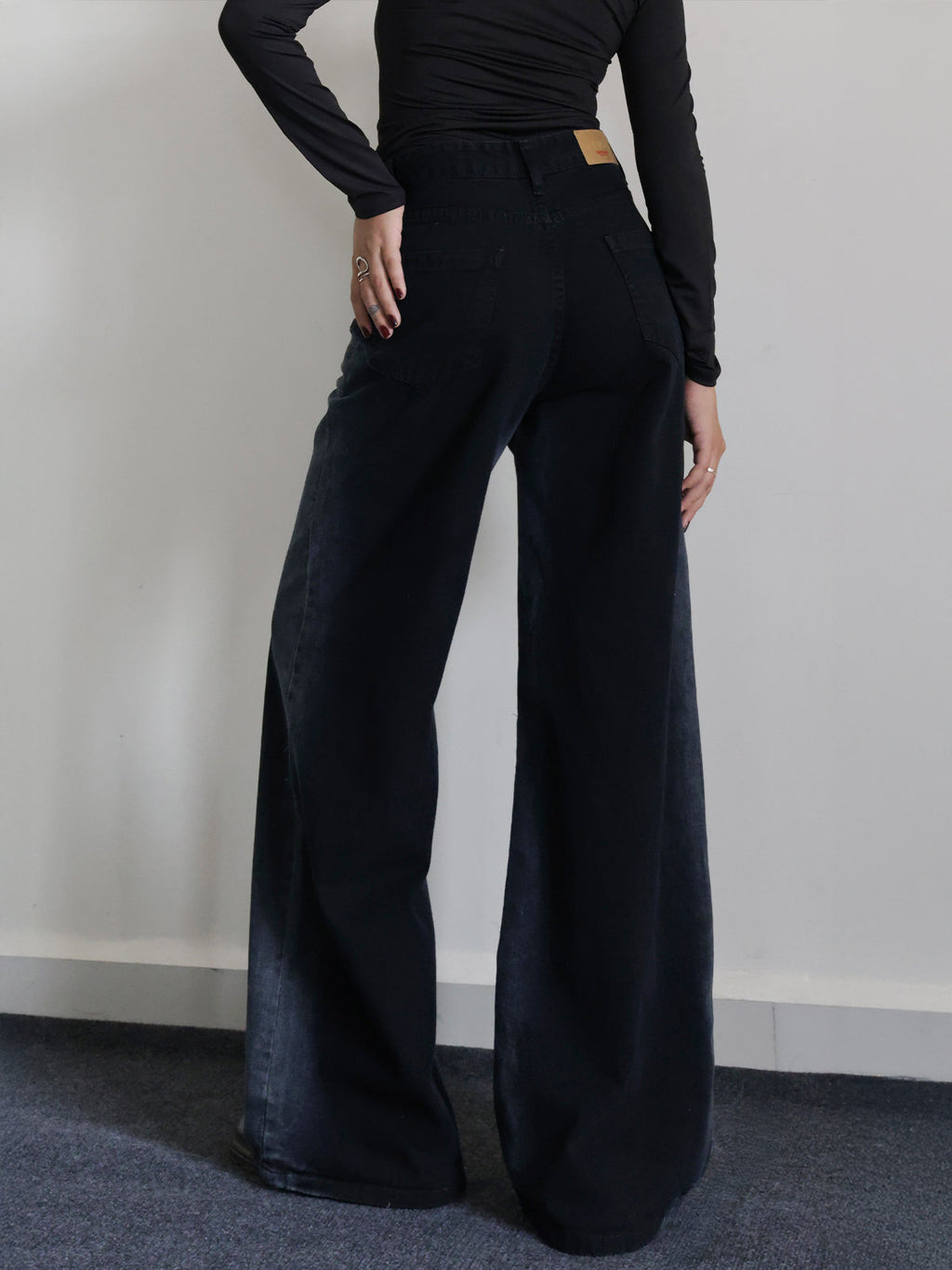 Dawn Black Ombre Washed Wide Leg Jeans Stylish Wodrobe