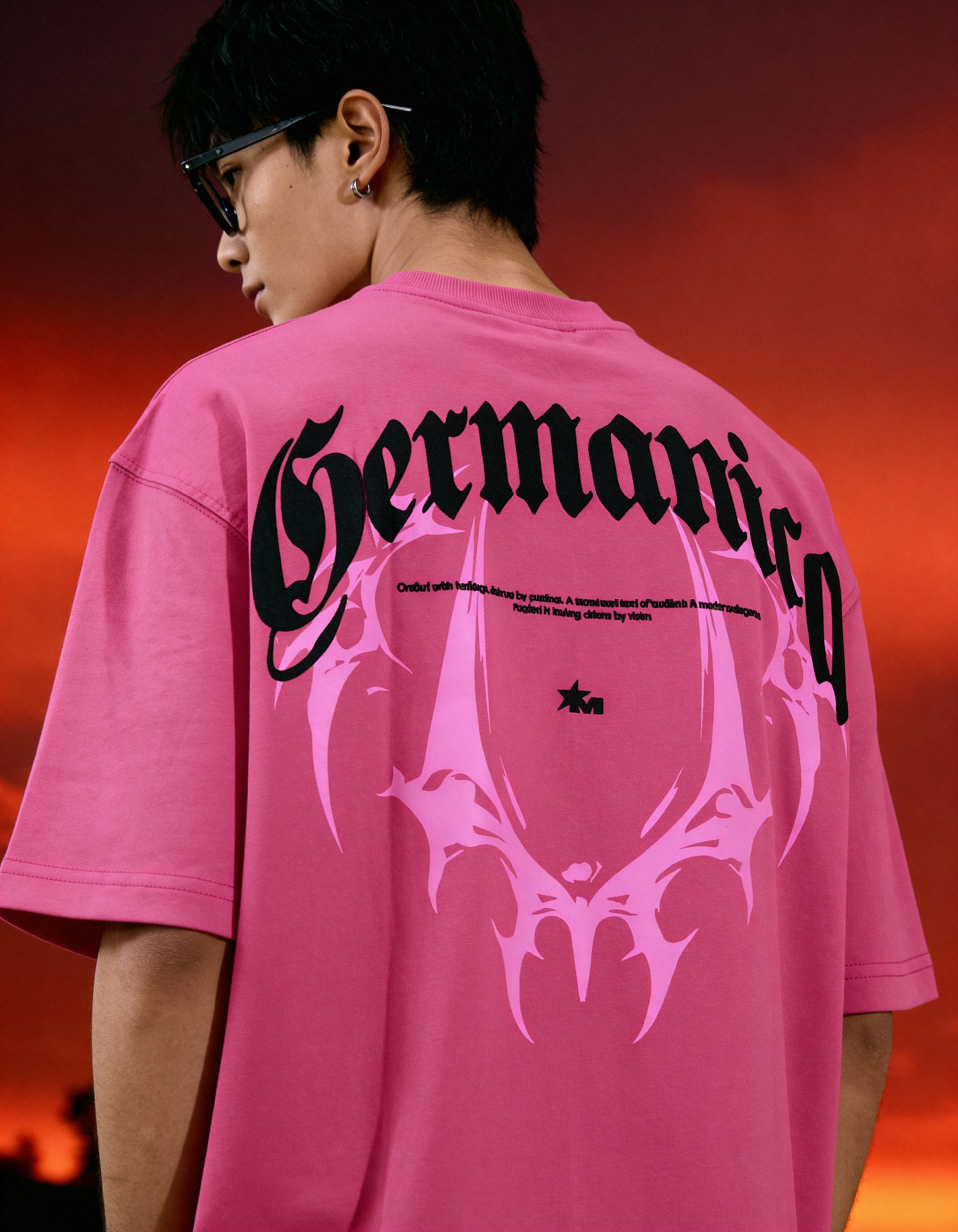 Germanica Printed Pink Oversized T-Shirt