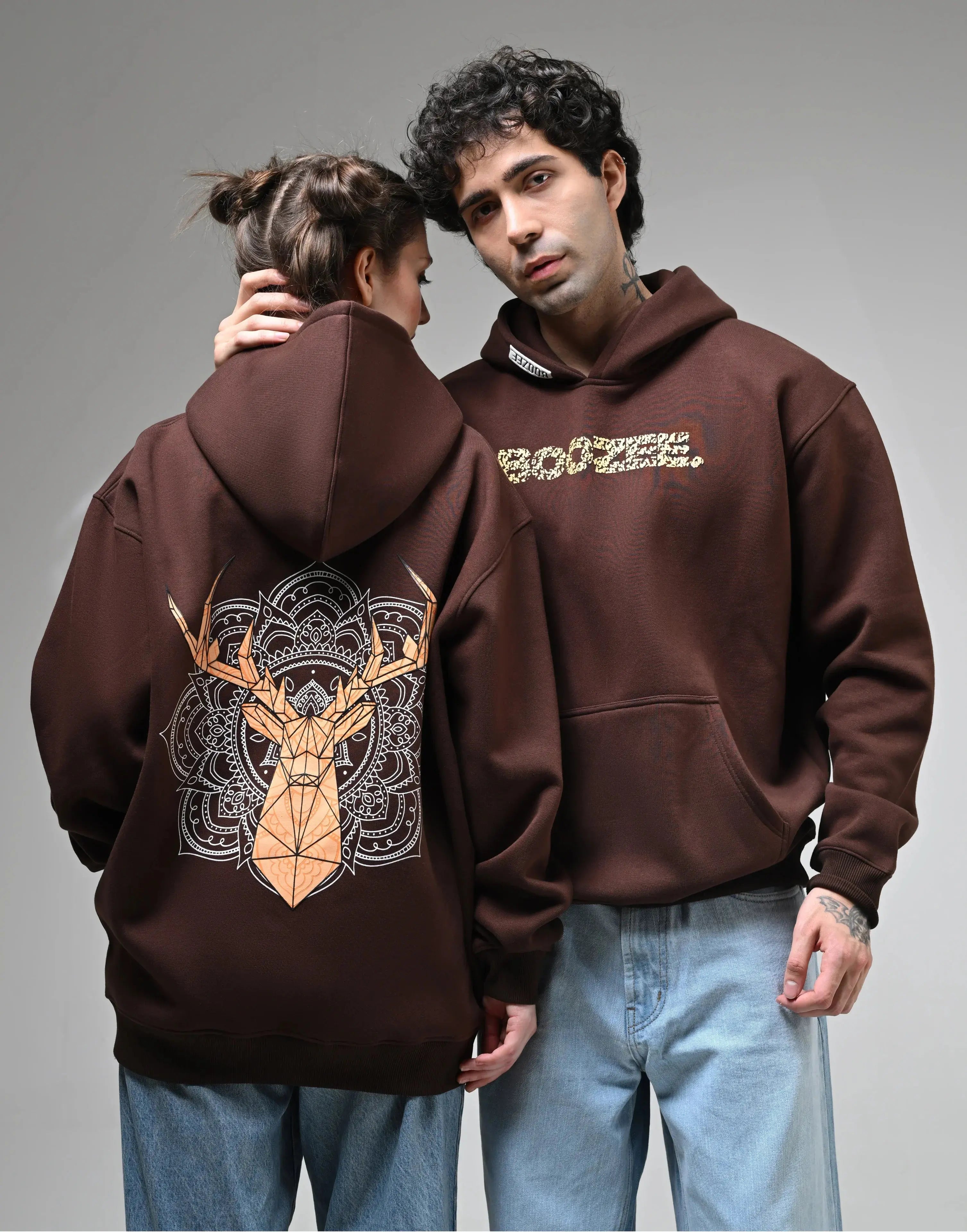 Oversized Mandala Vector Deer Hoodie Boozee
