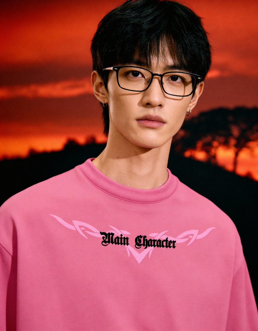 Germanica Printed Pink Oversized T-Shirt Main Character