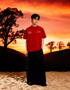Chaotikish Round Neck Oversized Red T-Shirt Main Character