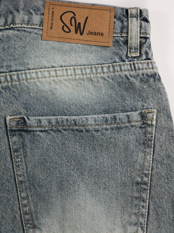 Smoke Blue Washed Wide Leg Jeans Stylish Wodrobe