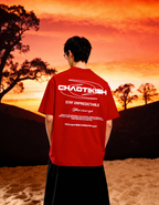 Chaotikish Round Neck Oversized Red T-Shirt Main Character