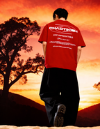 Chaotikish Round Neck Oversized Red T-Shirt Main Character