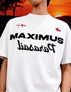 Maximus Printed White Oversized T-Shirt Main Character