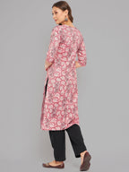 Women Pink Printed Straight Kurta Krya
