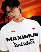 Maximus Printed White Oversized T-Shirt Main Character