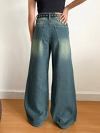Vintage Green Tinted Super Wide Leg Jeans