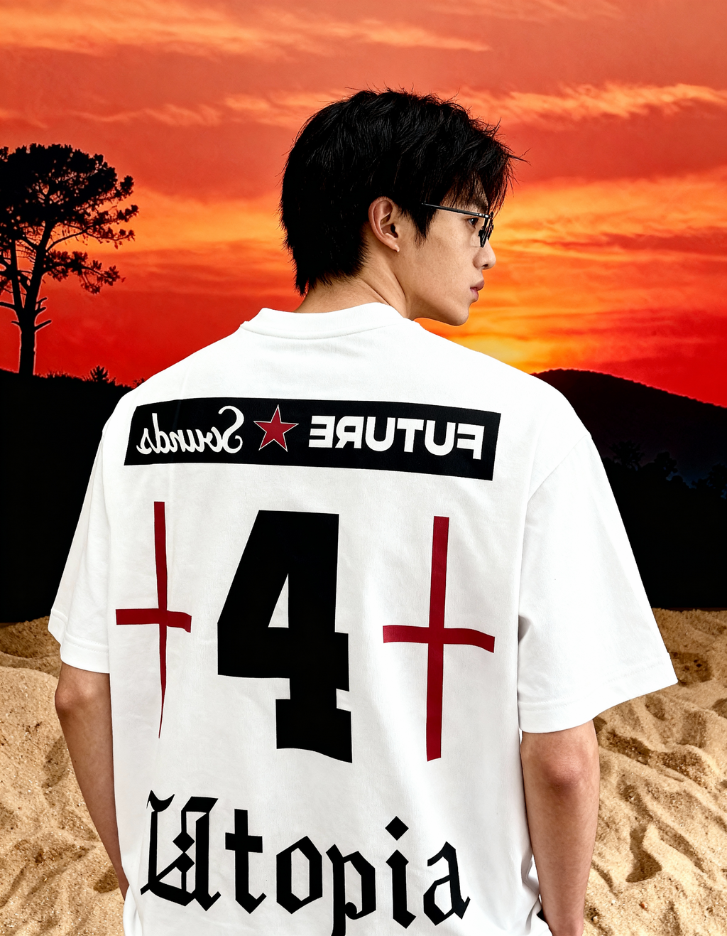 Maximus Printed White Oversized T-Shirt Main Character