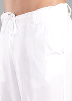 White Linen-Blend Relaxed Pants for Men