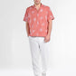 Box-Fit Floral Bloom Linen Shirt in Coral