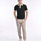 Smooth-Touch Contrast Polo in Gloss Black