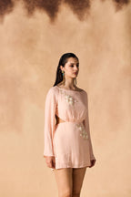 Floral Vine 3D Embroidered Short Dress