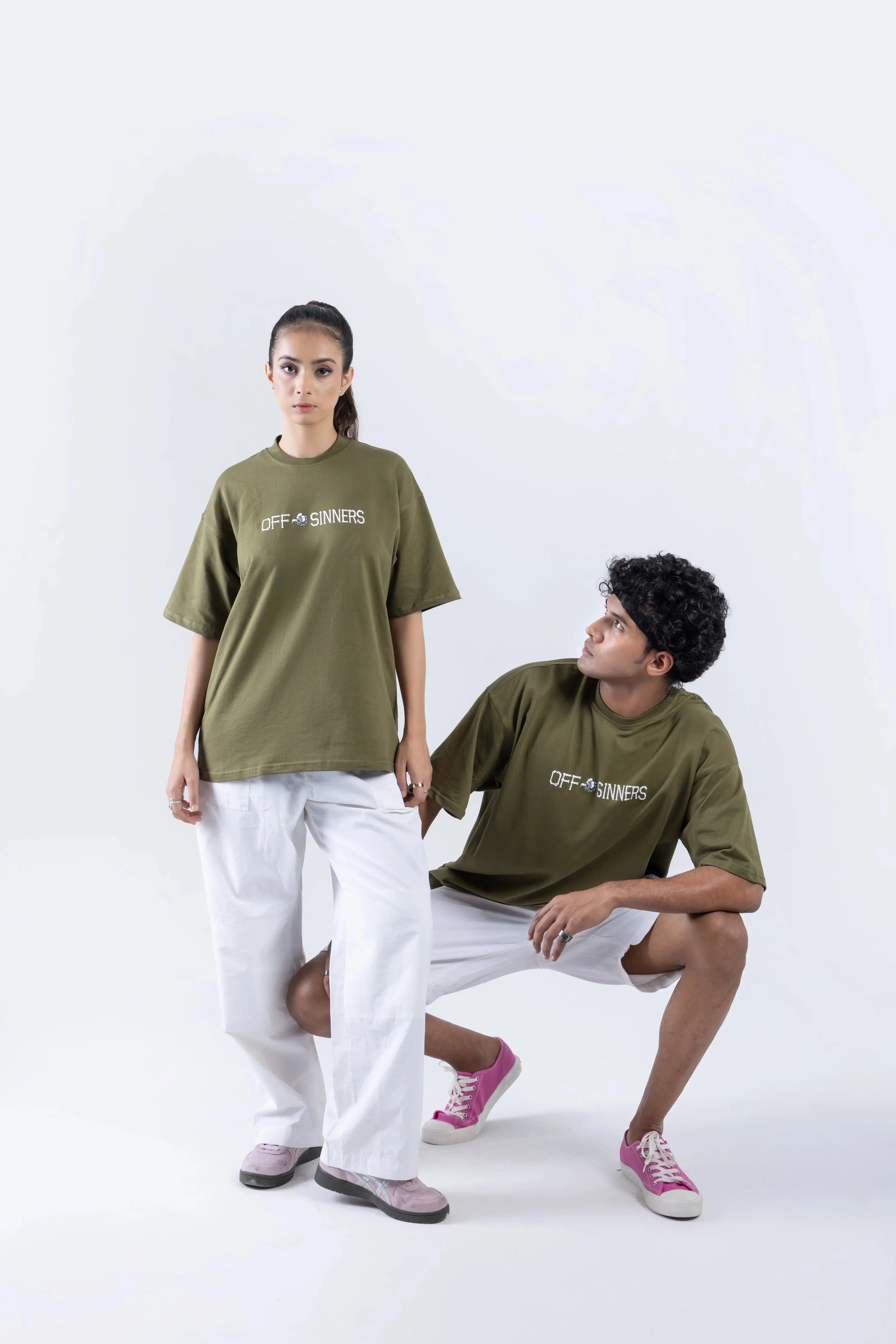 “Drip > AI” Round Neck Green T-shirt Off Sinners