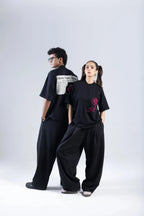 "Move Over Roses" Round Neck Printed Black T-Shirt Off Sinners