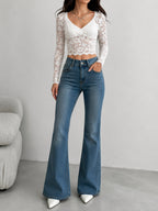 Premium Vintage Aqua Blue Washed Bootcut Jeans