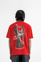 The Justice Printed Red Oversized T-Shirt Main Character