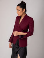 Asymmetrical Blazer- Wine