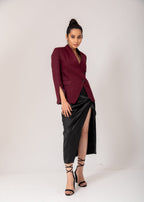 Asymmetrical Blazer- Wine