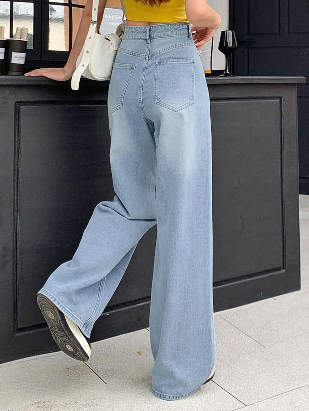 Wispy Blue Washed Wide Leg Jeans Stylish Wodrobe